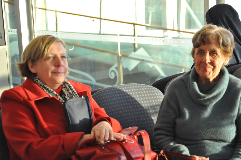 Waiting to go home at Christchurch Airport. Mrs Edge and Mrs Hammett