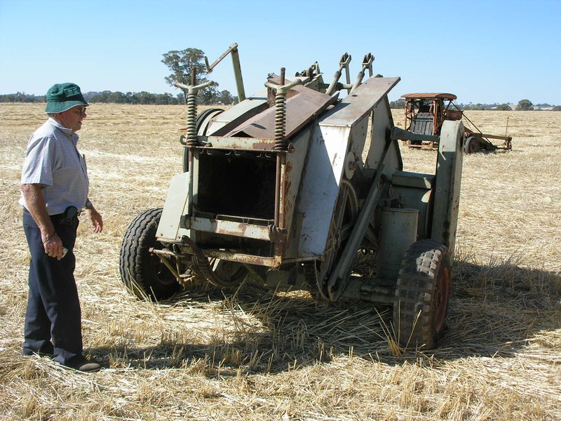 Graeme Robb inspecting the next job at Goorambat baler weekend 2012