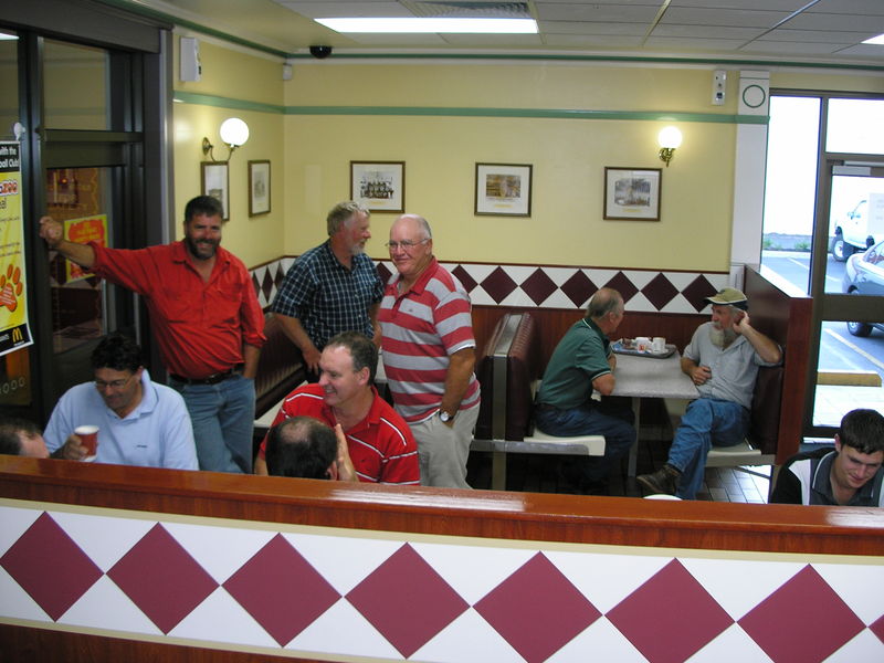 Group relaxing after tour of Bushmaster factory in Bendigo