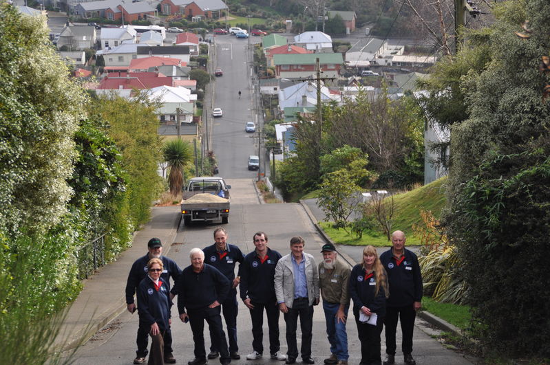 The steepest street in Invercargill, the fittest of the crew who made it to the top